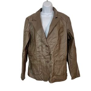 METROSTYLE Vintage Brown Leather Longline Blazer Sz 20Tall